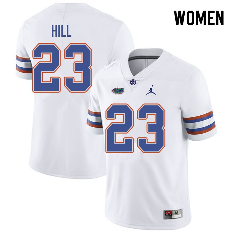 Women's NCAA Florida Gators Jaydon Hill #23 Stitched Authentic Jordan Brand White College Football Jersey RBT3465SC